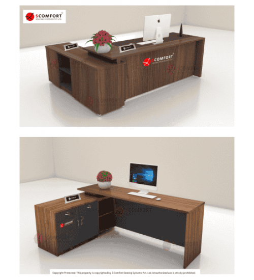 Scomfort SC-EX112 Executive Table with side runner with drawer with decorative planter box